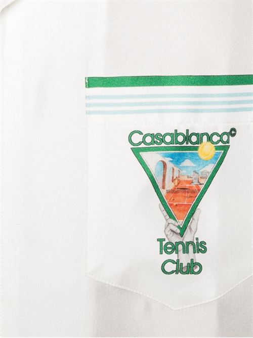 Camicia bianca con profili verdi CASABLANCA | UMPS25SH00308METAPHYSICAL TENNIS ICON